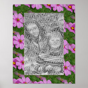 Söt Rosa Cosmos Flower Design Ram Photo Poster