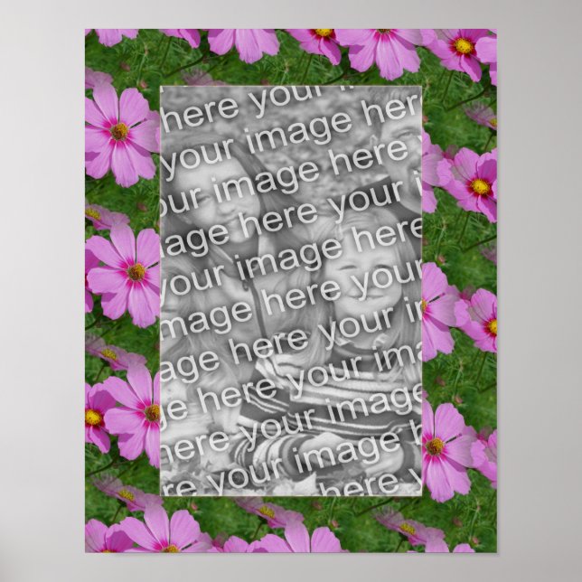 Söt Rosa Cosmos Flower Design Ram Photo Poster (Framsidan)