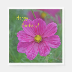Söt Rosa Cosmos Grattis på födelsedagen Pappersservett