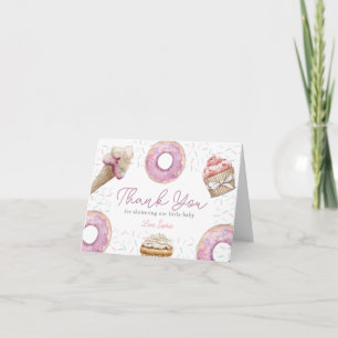 Söt Rosa Cupcake & Donut Baby Shower Tack Kort