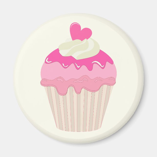 Söt Rosa Cupcake Magnet (Framsidan)