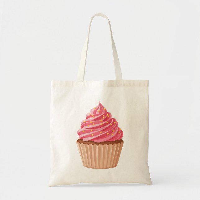 Söt rosa cupcakes med guldglitter tygkasse (Framsidan)