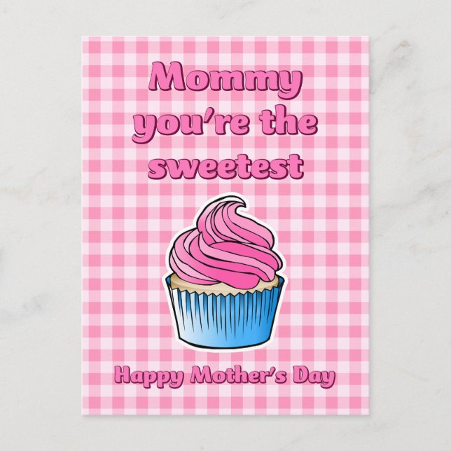 Söt rosa cupcakes Morsdags-kort Helg Vykort (Framsida)