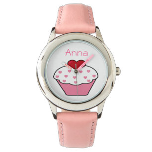 Söt rosa Cupkaka-personlig Armbandsur