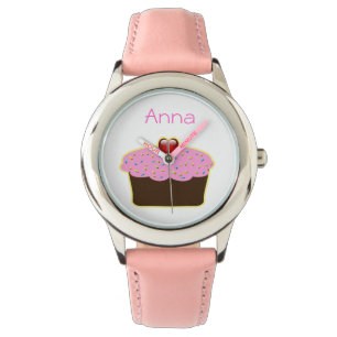 Söt rosa Cupkaka-personlig Armbandsur