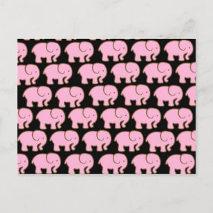 Söt Rosa Cute Elephants on Black Vykort