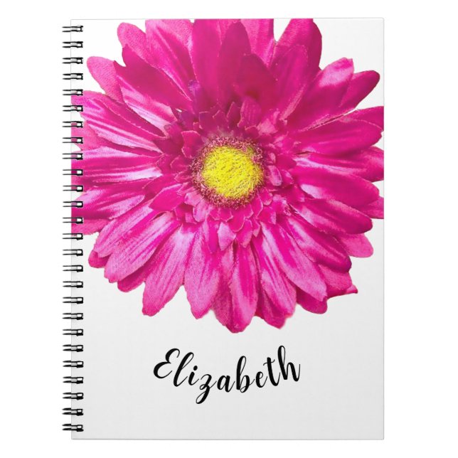 Söt rosa daisy blommar egna namn på kvinnor anteckningsbok (Framsidan)