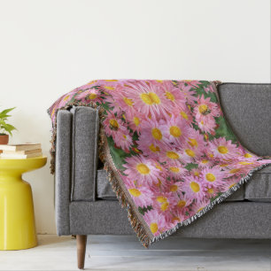 Söt Rosa Daisy och Humla Abstrakt Filt