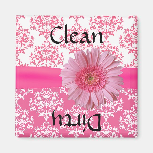 Söt Rosa Damask Dishwasher Magnet (Framsidan)