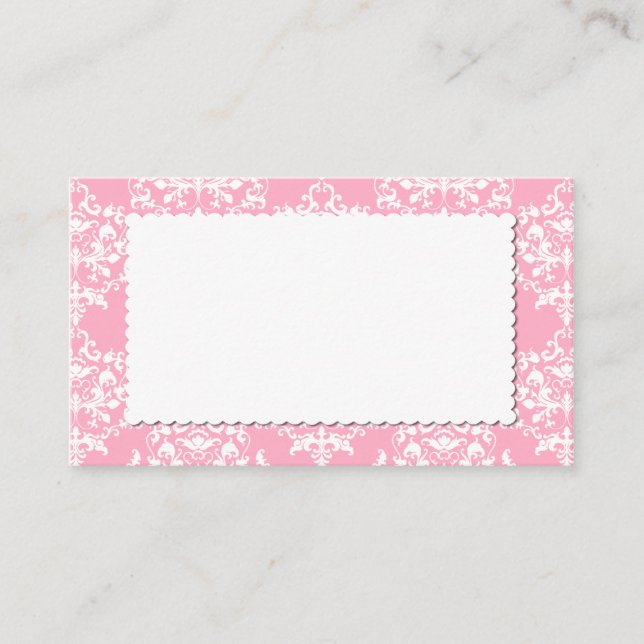Söt Rosa Damask Escort-platskort Placeringskort (Framsida)