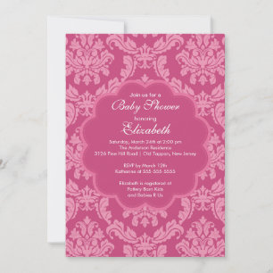 Söt Rosa Damask Vår Baby Shower-inbjudan till Inbjudningar