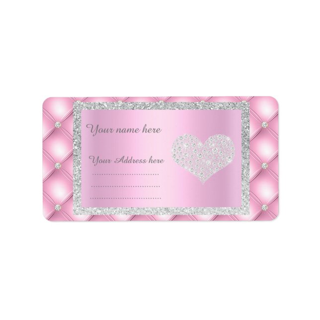 SÖT rosa Diamond ADRESSETIKETTERS BY IDODESIGNS Adressetikett (Framsidan)