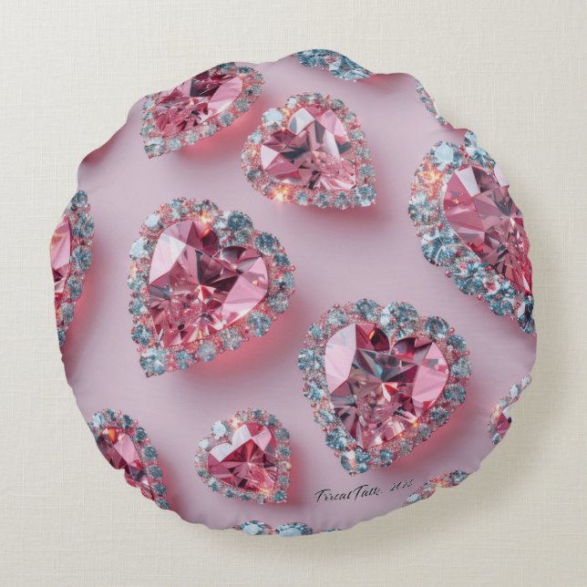 Söt Rosa Diamond  Rund Kudde (Baksidan)