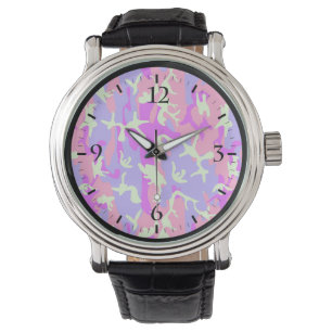 Söt rosa digital kamouflagemönster armbandsur