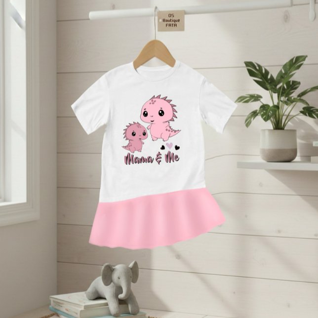 Söt Rosa Dinosaurie Baby T-Shirt “Mamma & Jag” (Skapare uppladdad)