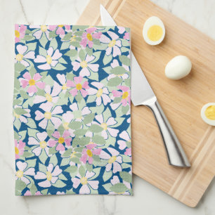 Söt Rosa Dogroses on Navy Blue Kitchen Towel Kökshandduk