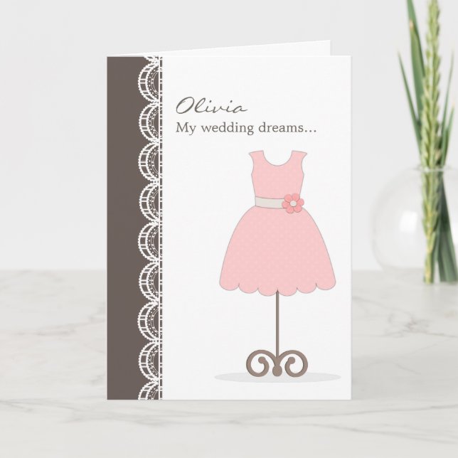 Söt Rosa Dress, blir du min blomma flicka? Kort (Framsida)