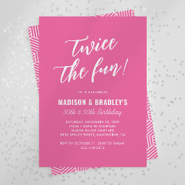 Söt Rosa Dubbel Rolig Gemensam Födelsedagsfest Inbjudningar