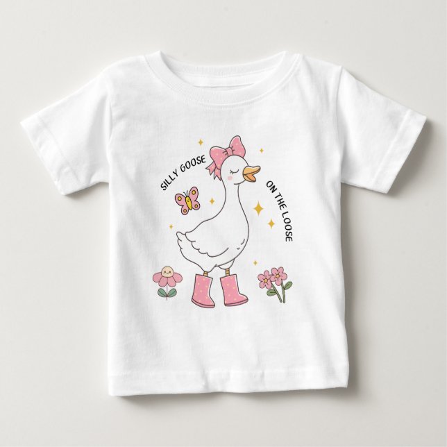 Söt rosa dum gås lös  t shirt (Framsida)