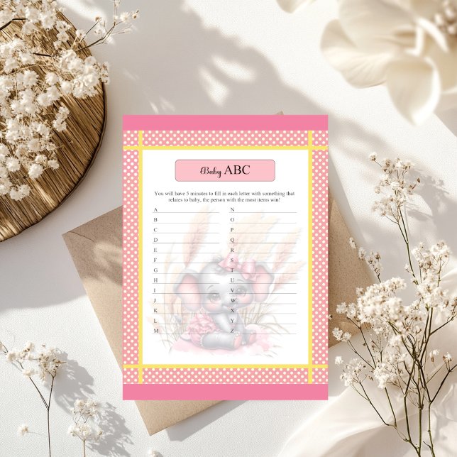 Söt Rosa Elefant - Baby Shower ABC Spel (Skapare uppladdad)