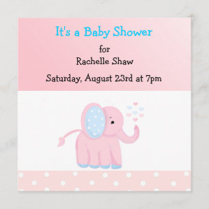 Söt Rosa Elefant Baby Shower Inbjudan