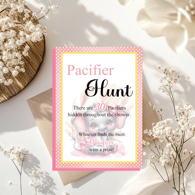 Söt Rosa Elefant Baby Shower Sökgemenspel (Skapare uppladdad)