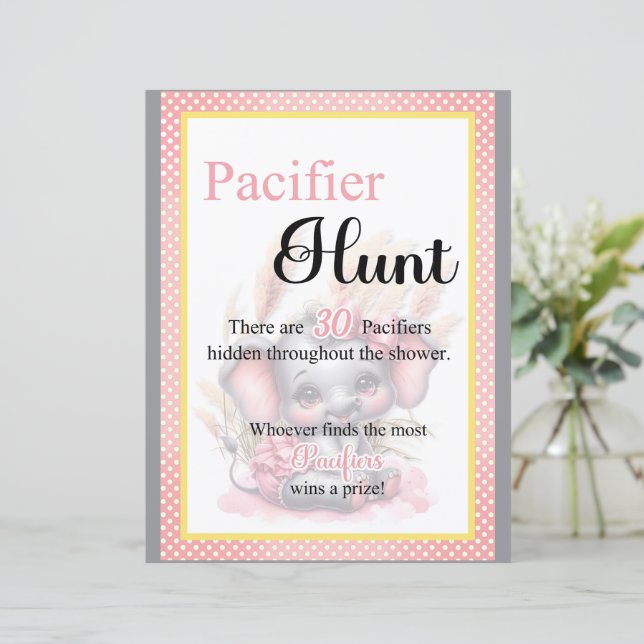 Söt Rosa Elefant Baby Shower Sugsaktsjakt (Stående Fram)