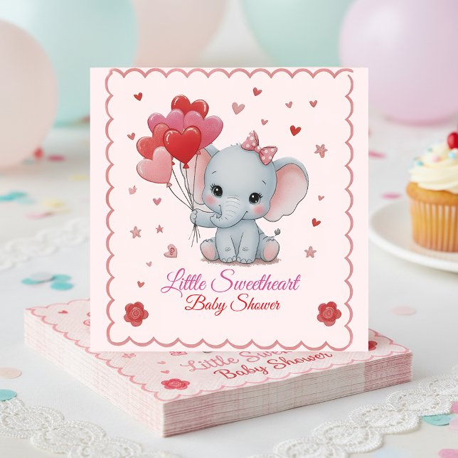 Söt Rosa Elefant Baby Shower Välkomstskylt Pappersservett (Skapare uppladdad)
