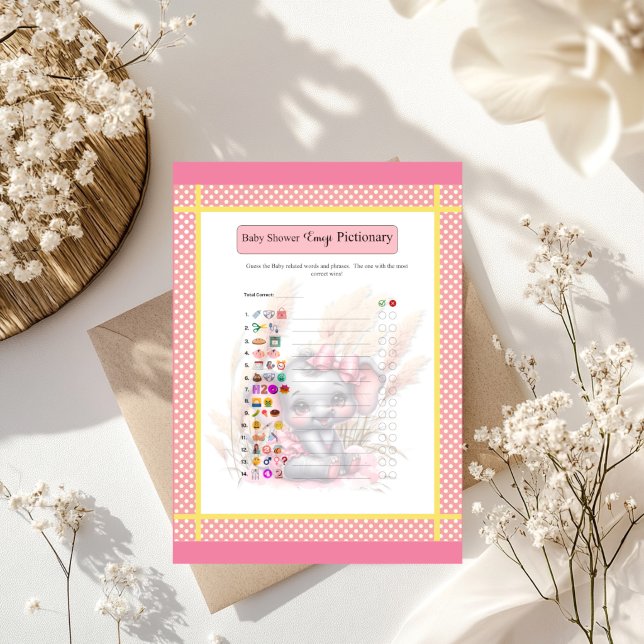 Söt Rosa Elefant  Bebis Shower Emoji Spel  (Skapare uppladdad)