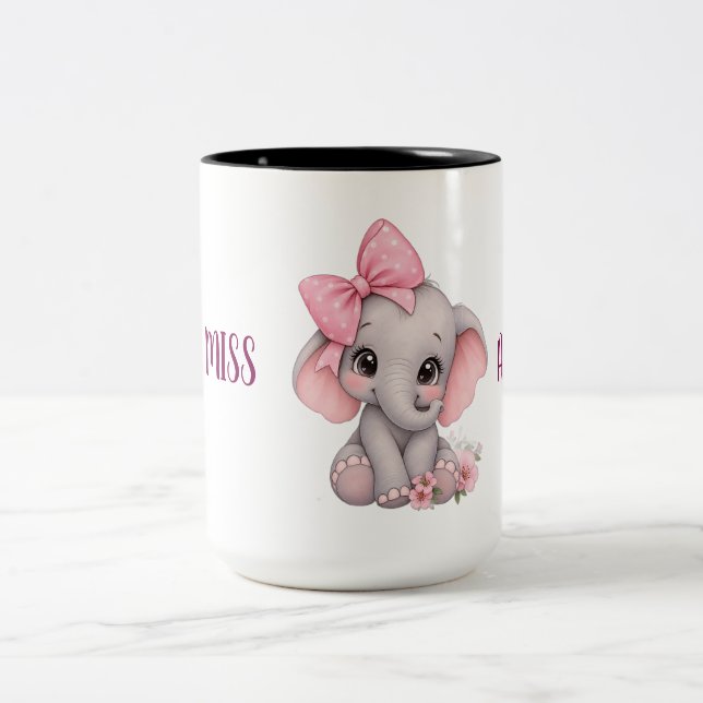 Söt Rosa Elefant Lilla Fröken Mugg / Kaffe Kopp (Center)
