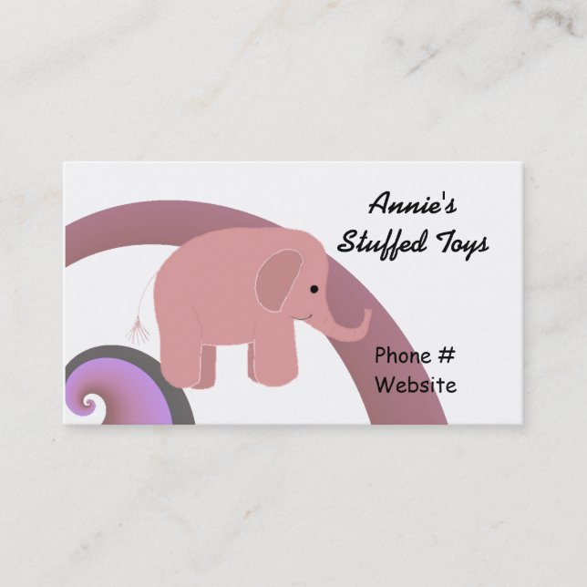 Söt Rosa Elefant Visitkort (Framsida)
