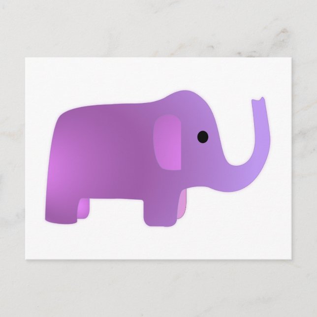 Söt Rosa Elefant Vykort (Framsida)