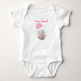 Söt rosa elefantbaby bodysuit | Jag är älskad T Shirt