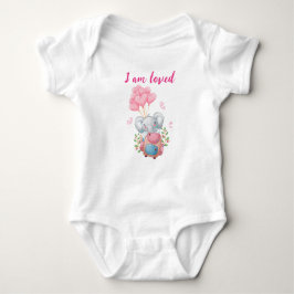 Söt rosa elefantbebis Onesie | Jag är älskad T Shirt