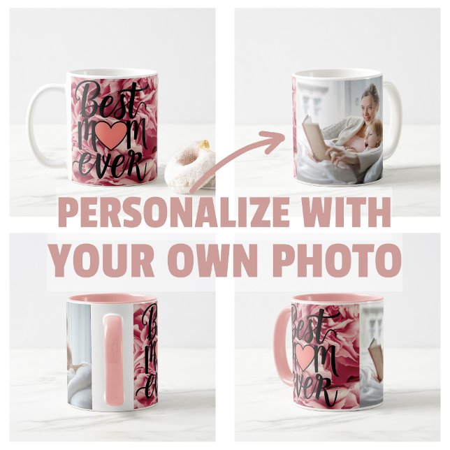 Söt Rosa Elegant Bästa Mamma någonsin Blommigt för Kaffemugg (Pretty Pink Elegant Best Mom Ever Floral Mug)