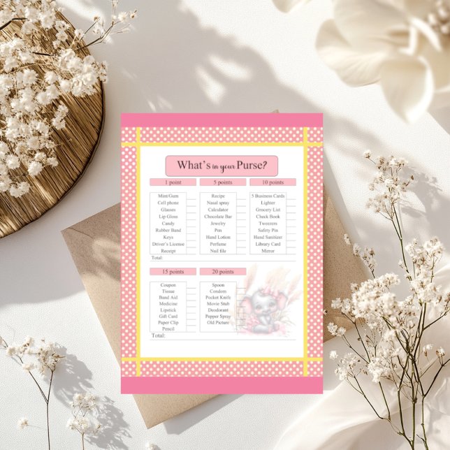 Söt Rosa Elephant Baby Shower i ditt Purse-spel (Skapare uppladdad)