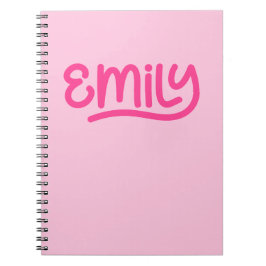 Söt Rosa Emily Handskriftstypografi Anteckningsbok