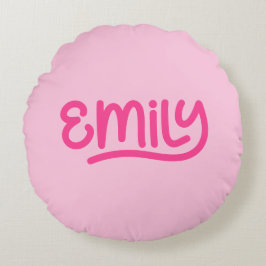 Söt Rosa Emily Handskriftstypografi Rund Kudde