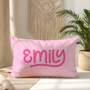 Söt Rosa Emily Handstils Typografi Lumbarkudde