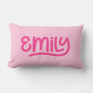 Söt Rosa Emily Handstils Typografi Lumbarkudde