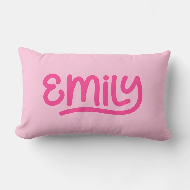 Söt Rosa Emily Handstils Typografi Lumbarkudde (Framsida)