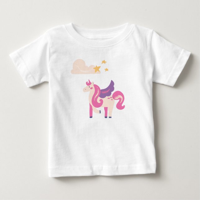 Söt Rosa Enhörning Baby T-Shirt (Framsida)