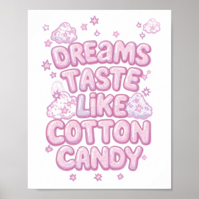 Söt Rosa Estetisk Puffig Skrift Poster (Framsidan)
