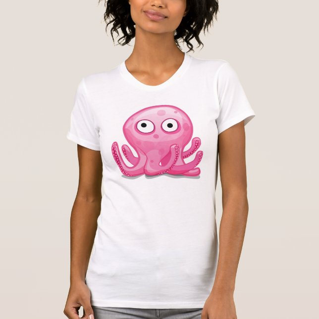 Söt rosa fånig bläckfisk t-shirt (Framsida)