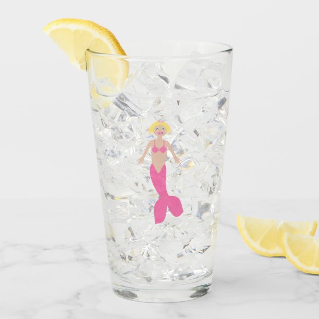 Söt Rosa Fantasy Sjöjungfru Anpassningsbar Glaskopp (Framsida Ice)