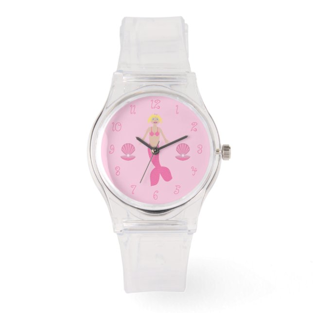 Söt Rosa Fantasy Sjöjungfru Armbandsur (Framsida)