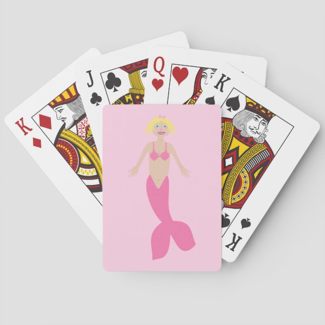 Söt Rosa Fantasy Sjöjungfru Casinokort (Baksidan)