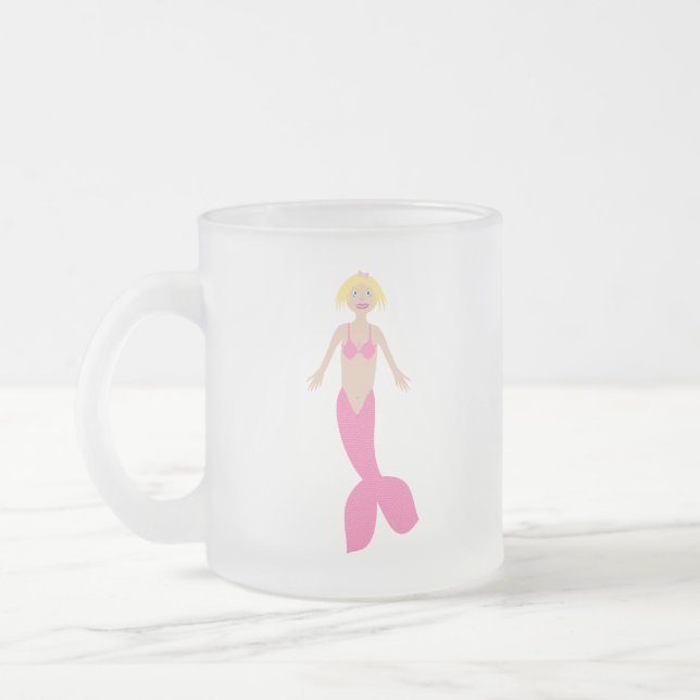 Söt Rosa Fantasy Sjöjungfru Frostad Glasmugg (Vänster)