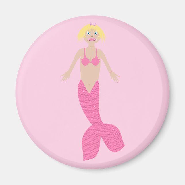 Söt Rosa Fantasy Sjöjungfru Magnet (Framsidan)
