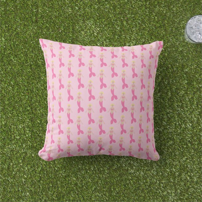 Söt Rosa Fantasy Sjöjungfru Patterned Kudde (Gräs)
